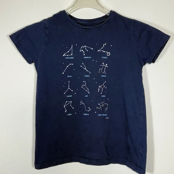 2 piece/$12 Pink Paris Graphic and Navy Constellations Kids T-Shirt Size L 10-11 - Picture 1 of 9